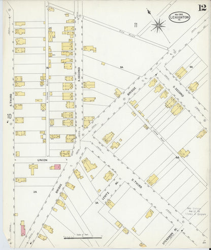 Sanborn Fire Insurance Map from Lehighton, Carbon County, Pennsylvania (1908), Sheet #0012 - Complete Map Set gallery image, historic Sanborn map, vintage wall art, Pennsylvania Pennsylvania