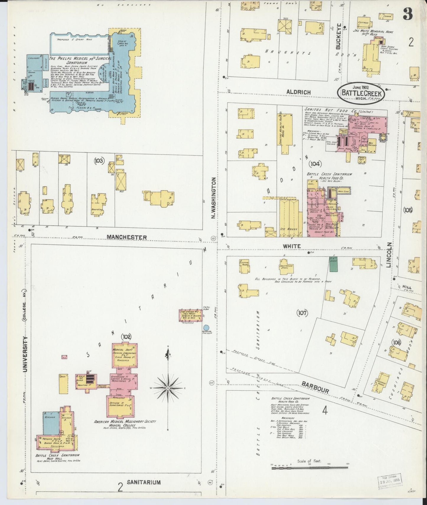 Sanborn Fire Insurance Map from Battle Creek, Calhoun County, Michigan (1902), Sheet #0003 - Complete Map Set gallery image, historic Sanborn map, vintage wall art, Michigan Michigan