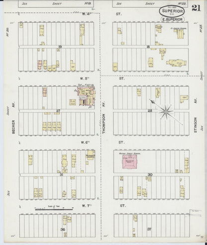 Sanborn Fire Insurance Map from Superior, Douglas County, Wisconsin (1889), Sheet #0021 - Complete Map Set gallery image, historic Sanborn map, vintage wall art, Wisconsin Wisconsin