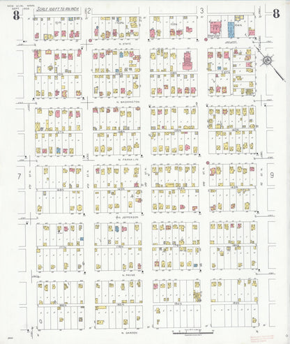 Sanborn Fire Insurance Map from New Ulm, Brown County, Minnesota (1935), Sheet #0008 - Historic Sanborn Fire Insurance Map Print, vintage old map wall art, antique decor, genealogy gift, Minnesota Minnesota map