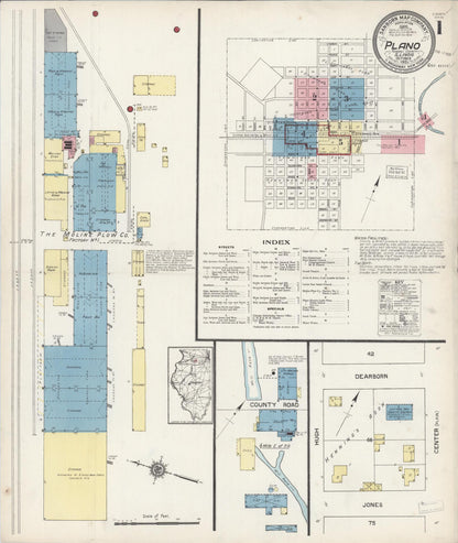Sanborn Fire Insurance Map from Plano, Kendall County, Illinois (1921), Sheet #0001 - Complete Map Set gallery image, historic Sanborn map, vintage wall art, Illinois Illinois