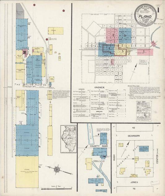 Sanborn Fire Insurance Map from Plano, Kendall County, Illinois (1921), Sheet #0001 - Complete Map Set gallery image, historic Sanborn map, vintage wall art, Illinois Illinois