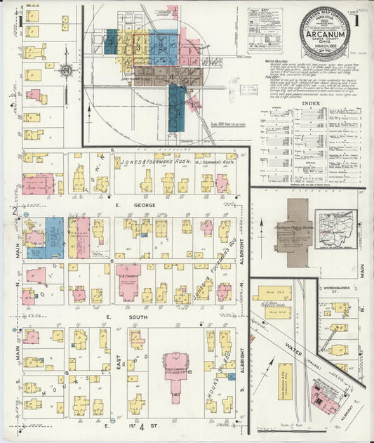 Sanborn Fire Insurance Map from Arcanum, Darke County, Ohio (1926), Sheet #0001 - Historic Sanborn Fire Insurance Map Print, vintage old map wall art, antique decor, genealogy gift, Ohio Ohio map