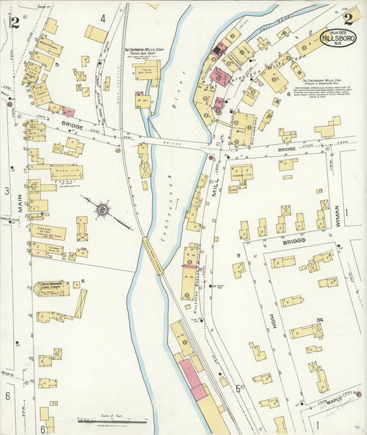 Sanborn Fire Insurance Map from Hillsboro, Hillsborough County, New Hampshire (1923), Sheet #0002 - Historic Sanborn Fire Insurance Map Print, vintage old map wall art, antique decor, genealogy gift, New Hampshire New Hampshire map