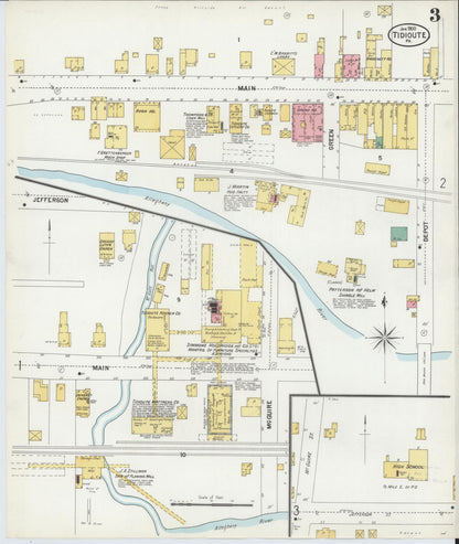 Sanborn Fire Insurance Map from Tidioute, Warren County, Pennsylvania (1900), Sheet #0003 - Historic Sanborn Fire Insurance Map Print, vintage old map wall art, antique decor, genealogy gift, Pennsylvania Pennsylvania map