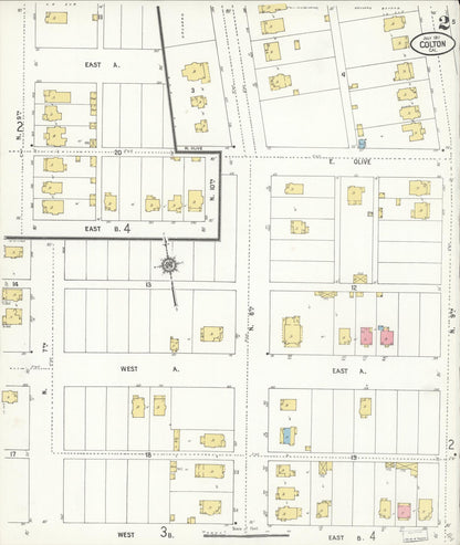 Sanborn Fire Insurance Map from Colton, San Bernardino County, California (1911), Sheet #0002 - Historic Sanborn Fire Insurance Map Print, vintage old map wall art, antique decor, genealogy gift, California California map