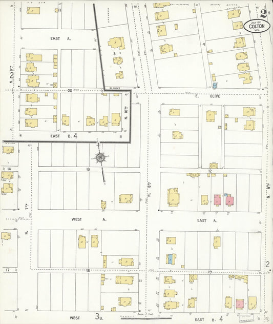 Sanborn Fire Insurance Map from Colton, San Bernardino County, California (1911), Sheet #0002 - Historic Sanborn Fire Insurance Map Print, vintage old map wall art, antique decor, genealogy gift, California California map