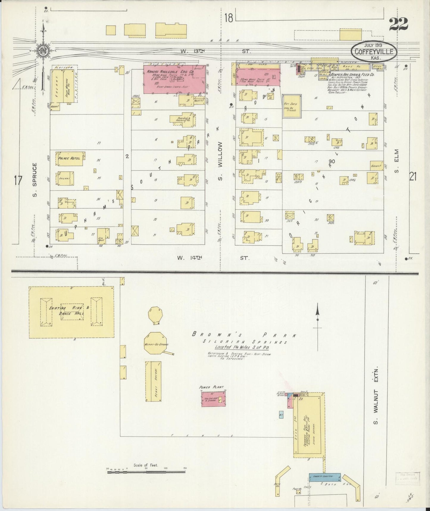 Sanborn Fire Insurance Map from Coffeyville, Montgomery County, Kansas (1913), Sheet #0022 - Complete Map Set gallery image, historic Sanborn map, vintage wall art, Kansas Kansas