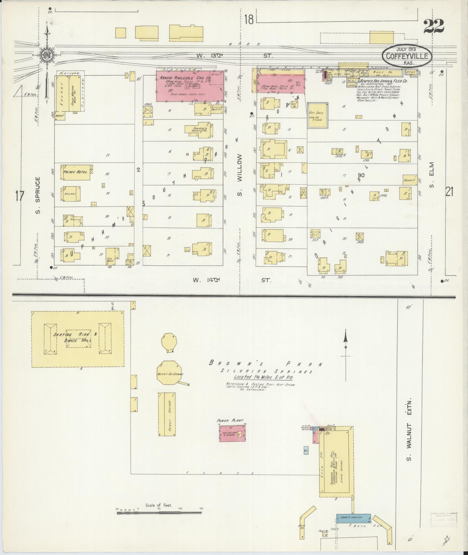 Sanborn Fire Insurance Map from Coffeyville, Montgomery County, Kansas (1913), Sheet #0022 - Complete Map Set gallery image, historic Sanborn map, vintage wall art, Kansas Kansas