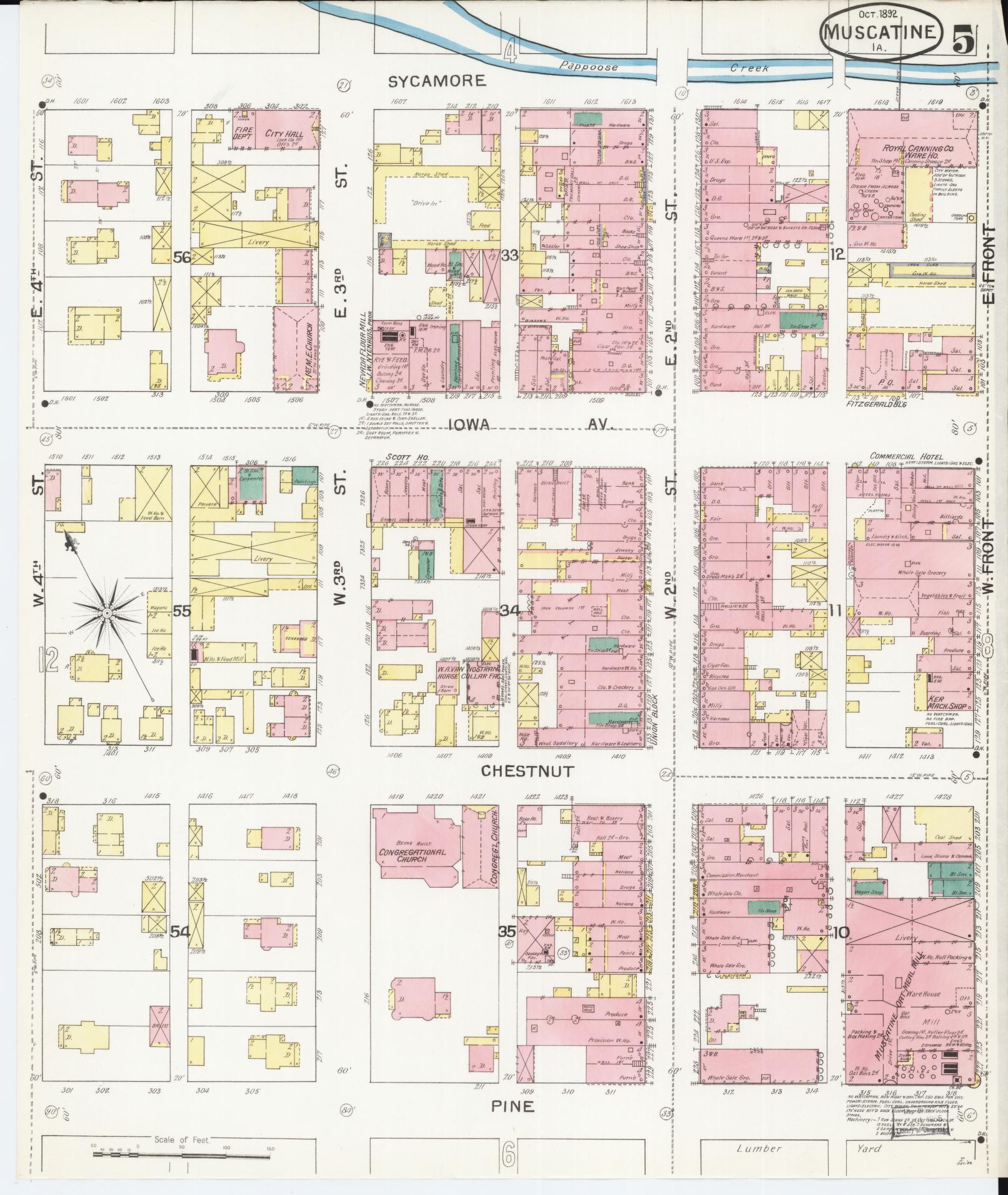 Sanborn Fire Insurance Map from Muscatine, Musactine County, Iowa (1892), Sheet #0005 - Historic Sanborn Fire Insurance Map Print