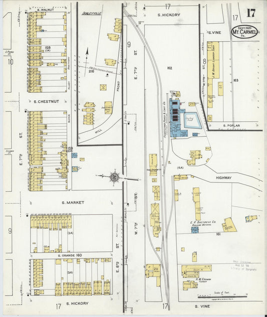 Sanborn Fire Insurance Map from Mount Carmel, Northumberland County, Pennsylvania (1920), Sheet #0017 - Historic Sanborn Fire Insurance Map Print, vintage old map wall art, antique decor, genealogy gift, Pennsylvania Pennsylvania map