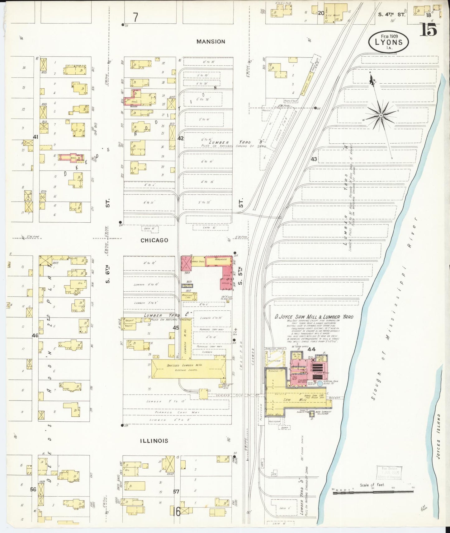Sanborn Fire Insurance Map from Lyons, Clinton County, Iowa (1909), Sheet #0015 - Historic Sanborn Fire Insurance Map Print