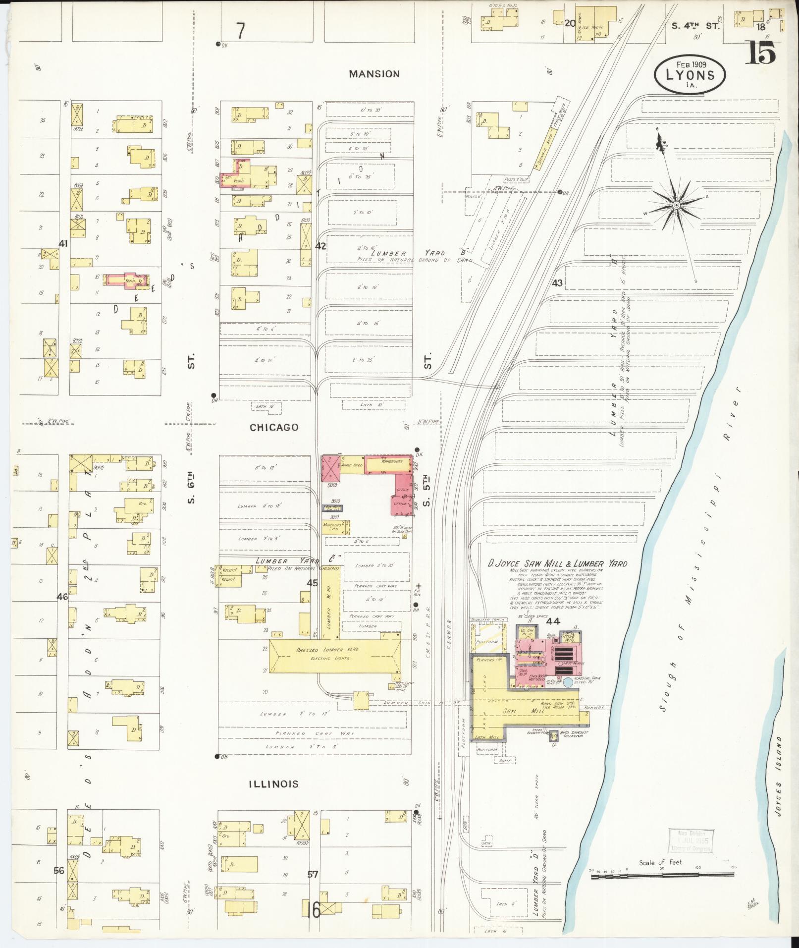 Sanborn Fire Insurance Map from Lyons, Clinton County, Iowa (1909), Sheet #0015 - Historic Sanborn Fire Insurance Map Print
