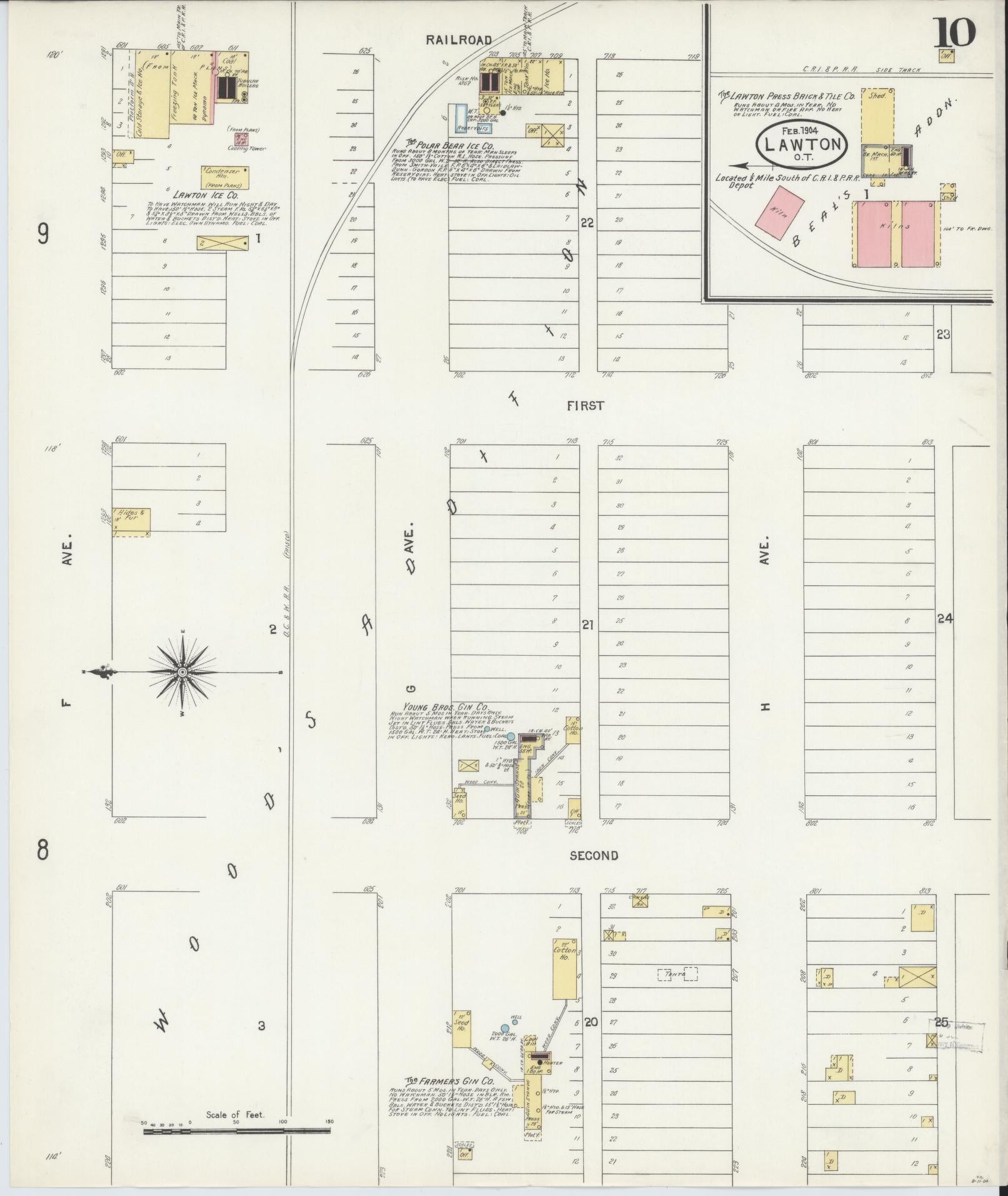 Sanborn Fire Insurance Map from Lawton, Comanche County, Oklahoma (1904), Sheet #0010 - Complete Map Set gallery image, historic Sanborn map, vintage wall art, Oklahoma Oklahoma