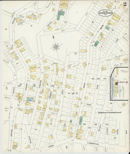 Sanborn Fire Insurance Map from Eureka Springs, Carroll County, Arkansas (1897), Sheet #0002 - Complete Map Set gallery image, historic Sanborn map, vintage wall art, Arkansas Arkansas