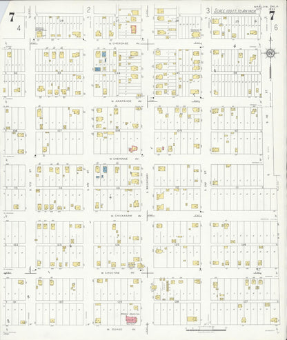 Sanborn Fire Insurance Map from Marlow, Stephens County, Oklahoma (1933), Sheet #0007 - Complete Map Set gallery image, historic Sanborn map, vintage wall art, Oklahoma Oklahoma