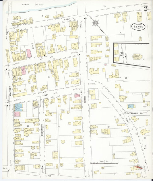 Sanborn Fire Insurance Map from Lewes, Sussex County, Delaware (1910), Sheet #0002 - Historic Sanborn Fire Insurance Map Print, vintage old map wall art, antique decor, genealogy gift, Delaware Delaware map