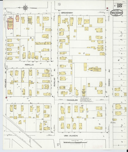 Sanborn Fire Insurance Map from Menominee, Menominee County, Michigan (1921), Sheet #0018 - Historic Sanborn Fire Insurance Map Print, vintage old map wall art, antique decor, genealogy gift, Michigan Michigan map
