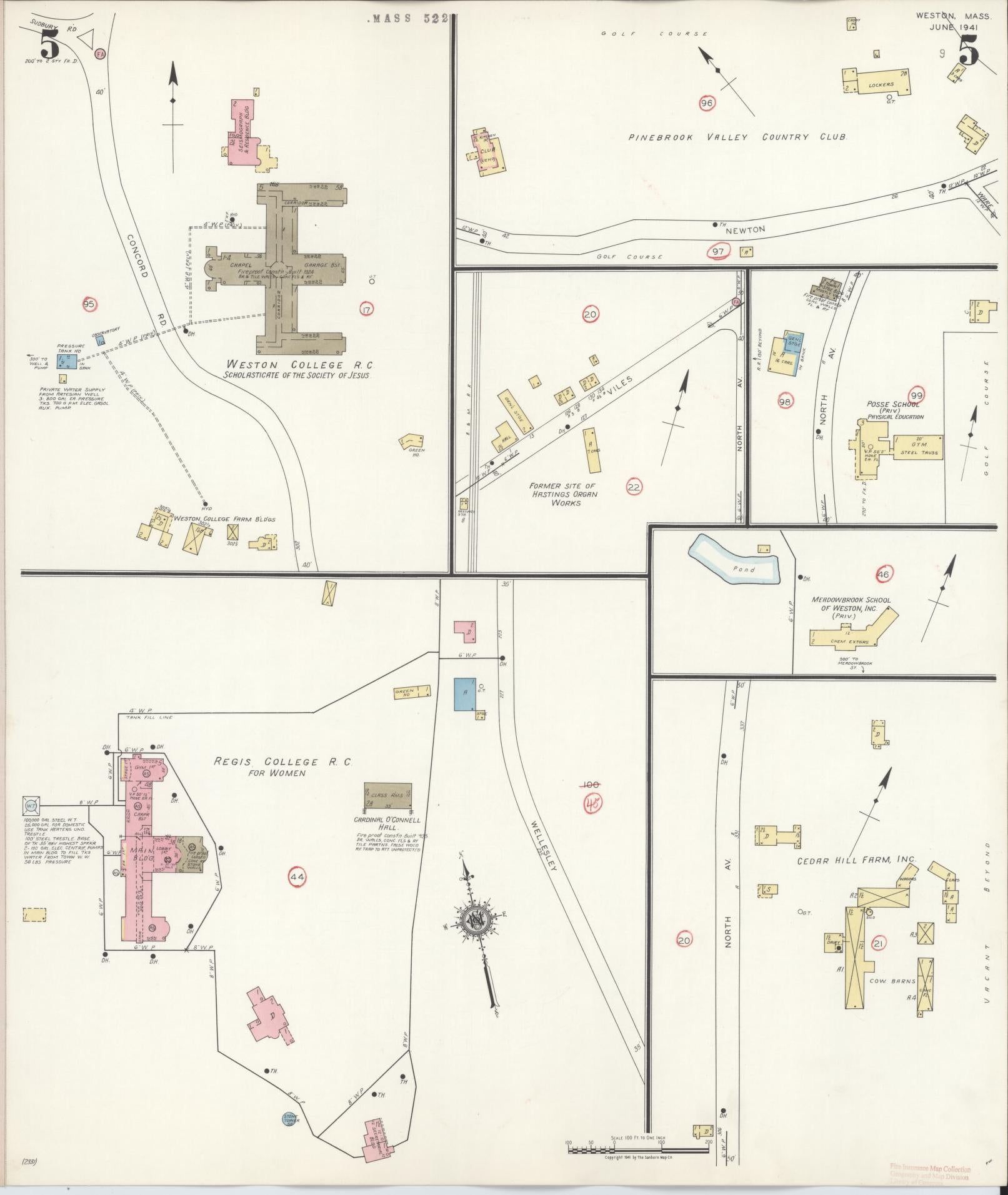 Sanborn Fire Insurance Map from Weston, Middlesex County, Massachusetts (1941), Sheet #0005 - Complete Map Set gallery image, historic Sanborn map, vintage wall art, Massachusetts Massachusetts