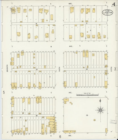 Sanborn Fire Insurance Map from Lawton, Comanche County, Oklahoma (1904), Sheet #0004 - Complete Map Set gallery image, historic Sanborn map, vintage wall art, Oklahoma Oklahoma