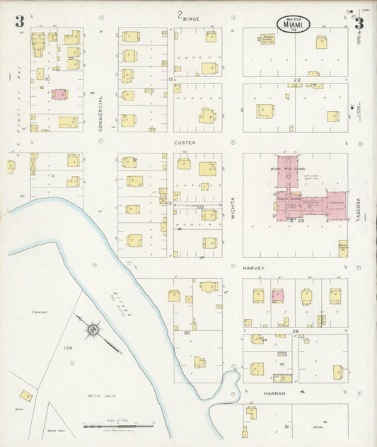 Sanborn Fire Insurance Map from Miami, Roberts County, Texas (1929), Sheet #0003 - Historic Sanborn Fire Insurance Map Print, vintage old map wall art, antique decor, genealogy gift, Texas Texas map