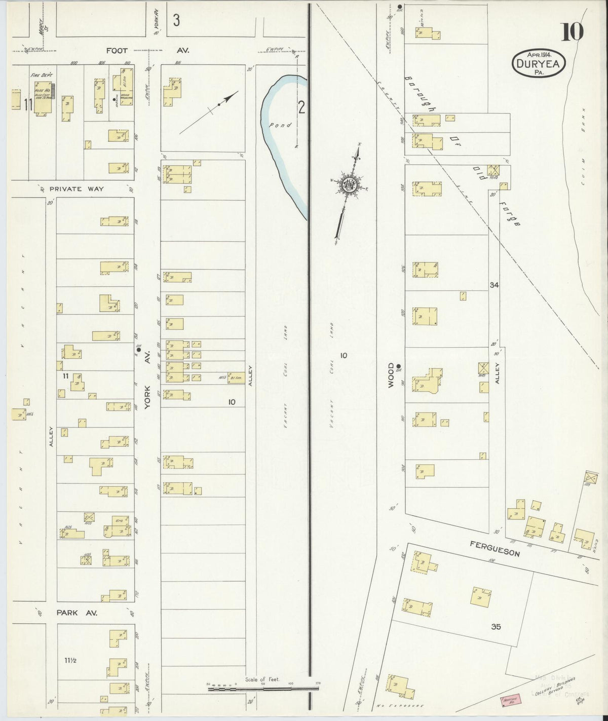 Sanborn Fire Insurance Map from Duryea, Luzerne County, Pennsylvania (1914), Sheet #0010 - Complete Map Set gallery image, historic Sanborn map, vintage wall art, Pennsylvania Pennsylvania