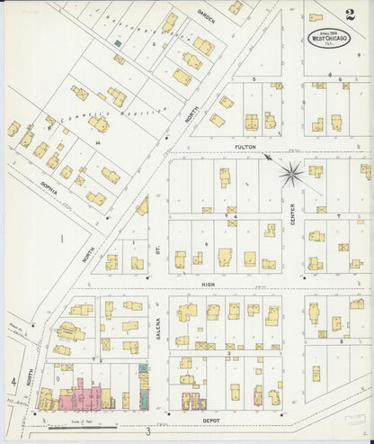 Sanborn Fire Insurance Map from West Chicago, Du Page County, Illinois (1905), Sheet #0002 - Complete Map Set gallery image, historic Sanborn map, vintage wall art, Illinois Illinois