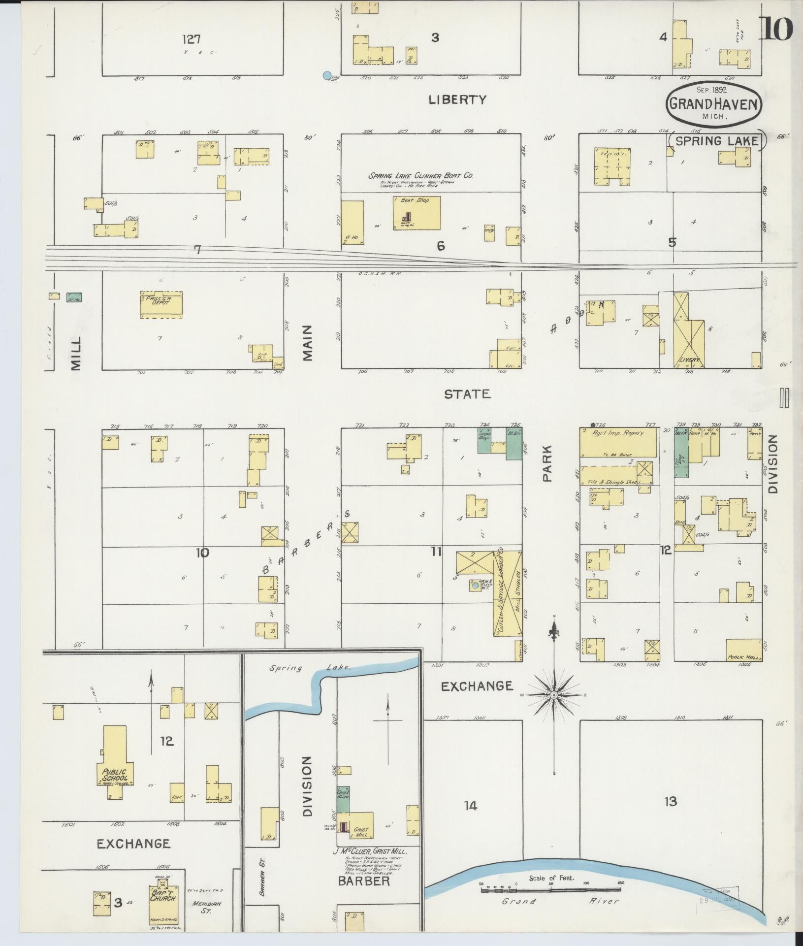 Sanborn Fire Insurance Map from Grand Haven, Ottawa County, Michigan (1892), Sheet #0010 - Complete Map Set gallery image, historic Sanborn map, vintage wall art, Michigan Michigan