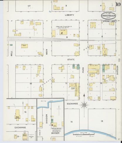 Sanborn Fire Insurance Map from Grand Haven, Ottawa County, Michigan (1892), Sheet #0010 - Complete Map Set gallery image, historic Sanborn map, vintage wall art, Michigan Michigan