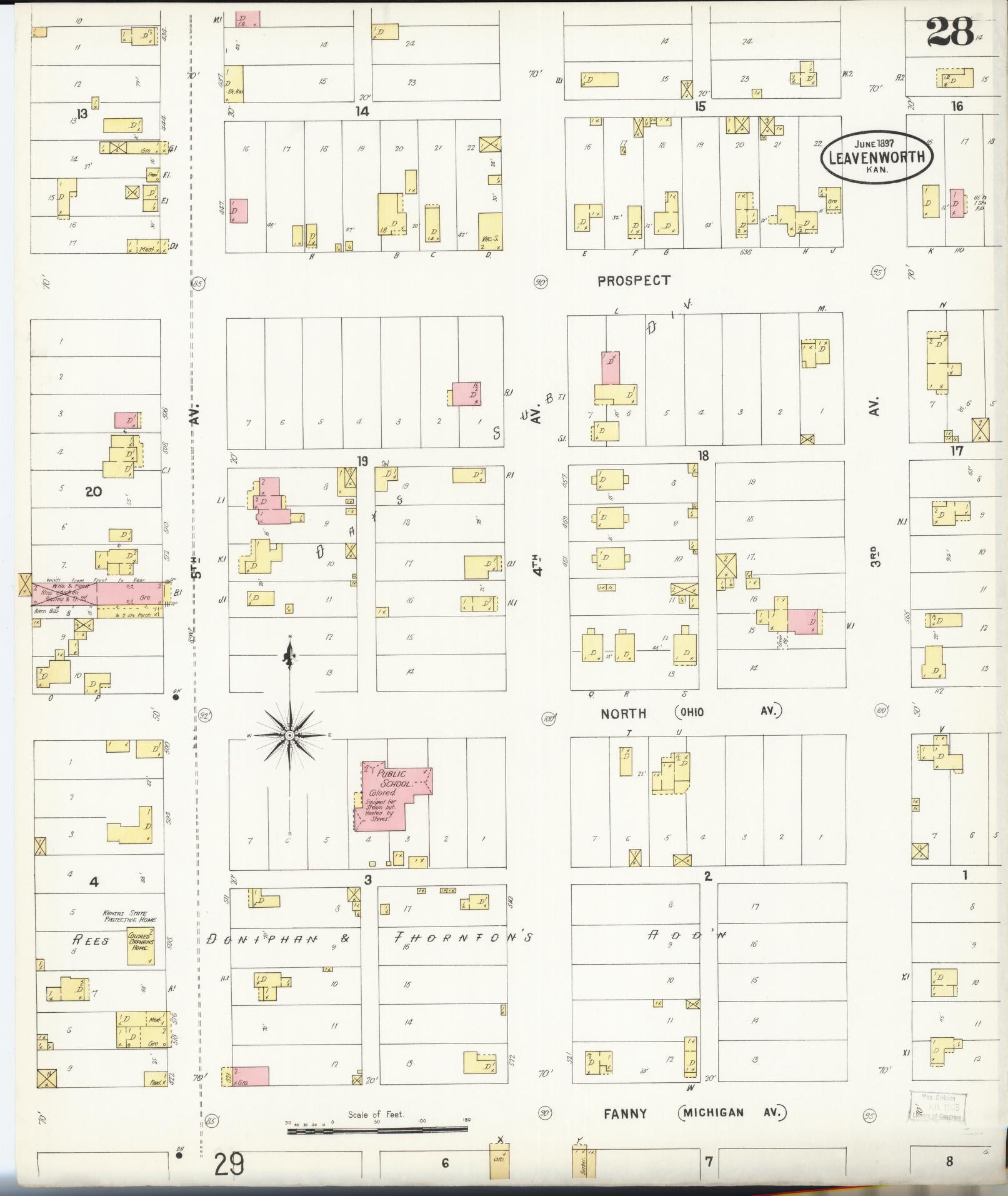 Sanborn Fire Insurance Map from Leavenworth, Leavenworth County, Kansas (1897), Sheet #0029 - Complete Map Set gallery image, historic Sanborn map, vintage wall art, Kansas Kansas