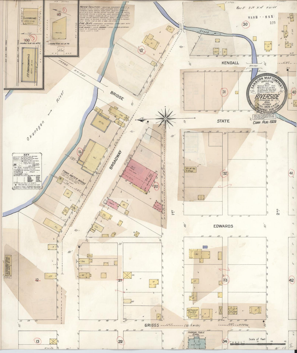 Sanborn Fire Insurance Map from Riverside, Okanogan County, Washington (1929), Sheet #0001 - Historic Sanborn Fire Insurance Map Print, vintage old map wall art, antique decor, genealogy gift, Washington Washington map