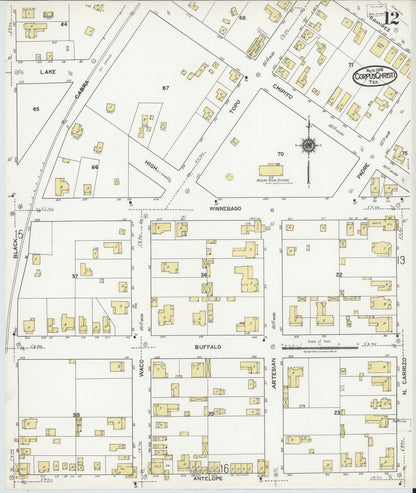Sanborn Fire Insurance Map from Corpus Christi, Nueces County, Texas (1919), Sheet #0012 - Complete Map Set gallery image, historic Sanborn map, vintage wall art, Texas Texas