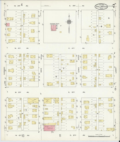 Sanborn Fire Insurance Map from Stillwater, Payne County, Oklahoma (1913), Sheet #0007 - Complete Map Set gallery image, historic Sanborn map, vintage wall art, Oklahoma Oklahoma