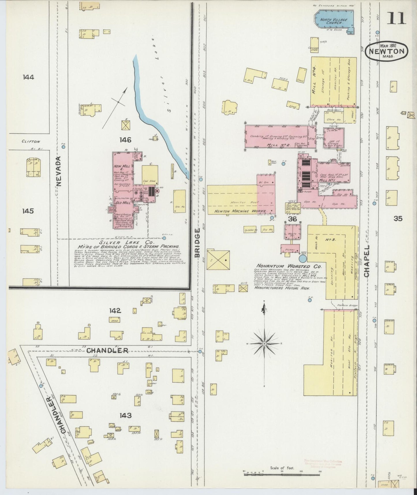 Sanborn Fire Insurance Map from Newton, Middlesex County, Massachusetts (1892), Sheet #0011 - Historic Sanborn Fire Insurance Map Print, vintage old map wall art, antique decor, genealogy gift, Massachusetts Massachusetts map