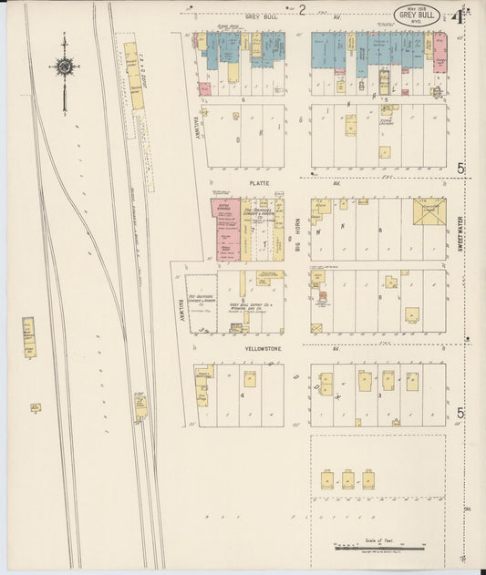 Sanborn Fire Insurance Map from Greybull, Big Horn County, Wyoming (1918), Sheet #0004 - Historic Sanborn Fire Insurance Map Print, vintage old map wall art, antique decor, genealogy gift, Wyoming Wyoming map