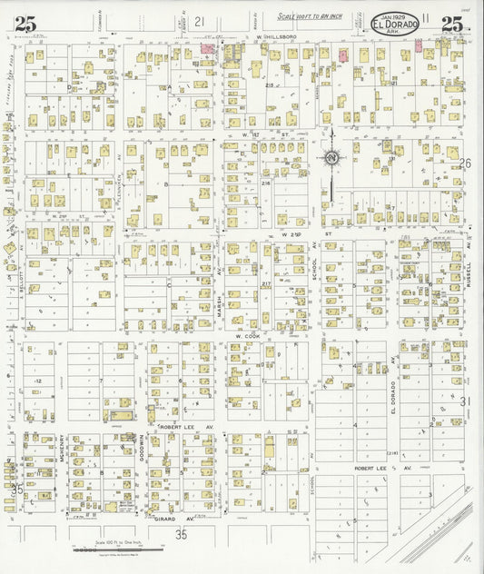 Sanborn Fire Insurance Map from El Dorado, Union County, Arkansas (1929), Sheet #0025 - Historic Sanborn Fire Insurance Map Print, vintage old map wall art, antique decor, genealogy gift, Arkansas Arkansas map