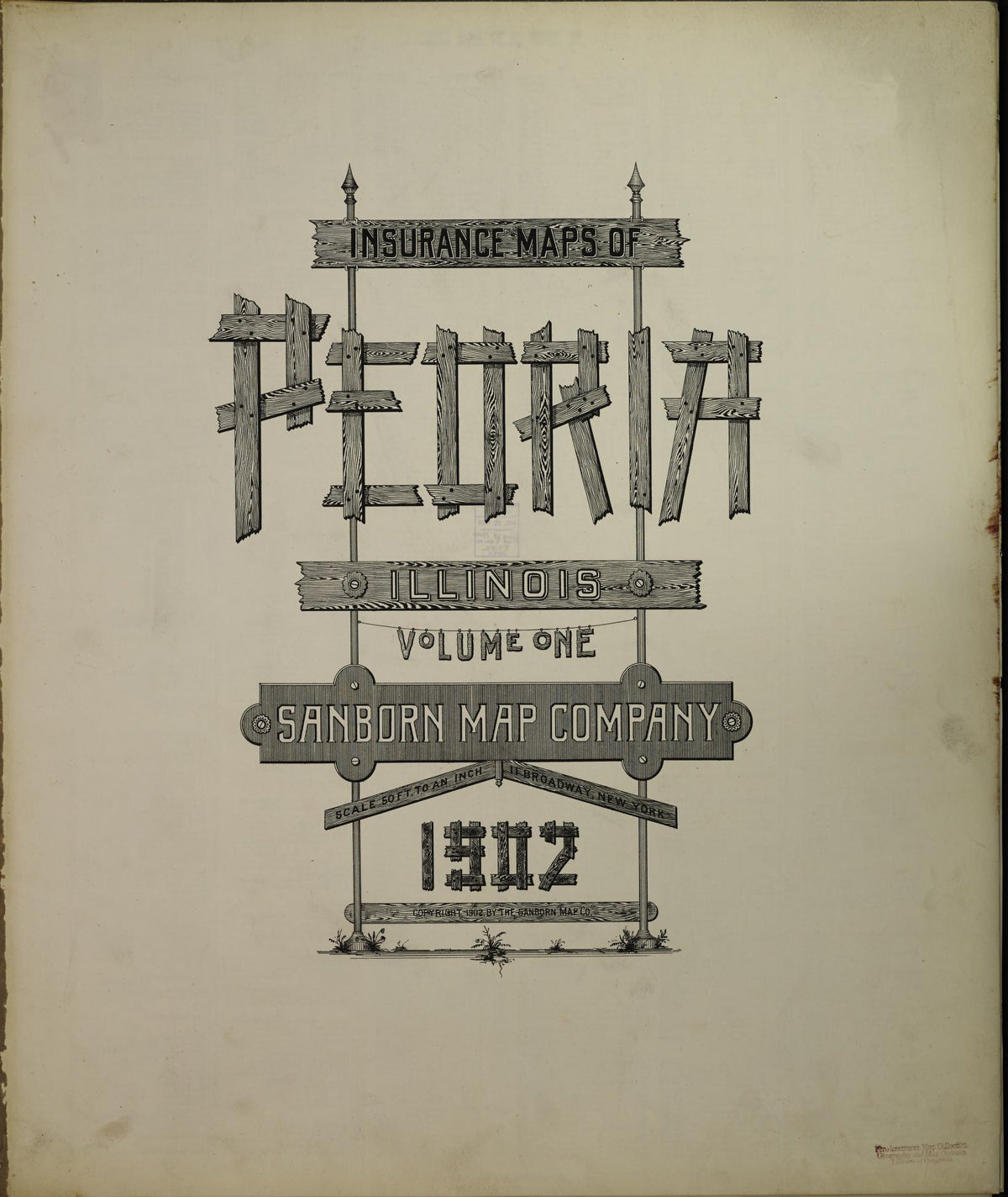 Sanborn Fire Insurance Map from Peoria, Peoria County, Illinois (1902), Sheet #0001 - Historic Sanborn Fire Insurance Map Print, vintage old map wall art, antique decor, genealogy gift, Illinois Illinois map