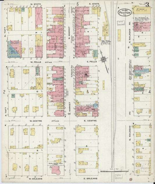 Sanborn Fire Insurance Map from Paxton, Ford County, Illinois (1910), Sheet #0003 - Historic Sanborn Fire Insurance Map Print, vintage old map wall art, antique decor, genealogy gift, Illinois Illinois map