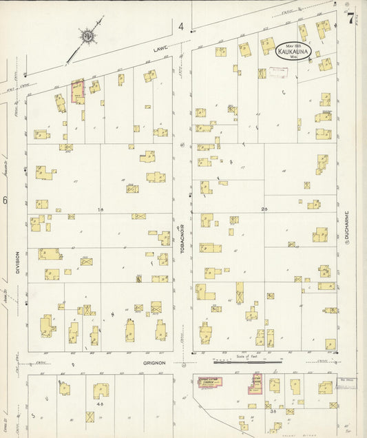 Sanborn Fire Insurance Map from Kaukauna, Outagamie County, Wisconsin (1913), Sheet #0007 - Historic Sanborn Fire Insurance Map Print, vintage old map wall art, antique decor, genealogy gift, Wisconsin Wisconsin map