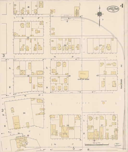 Sanborn Fire Insurance Map from Loyalton, Sierra County, California (1912), Sheet #0004 - Historic Sanborn Fire Insurance Map Print, vintage old map wall art, antique decor, genealogy gift, California California map