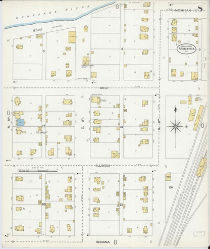 Sanborn Fire Insurance Map from Momence, Kankakee County, Illinois (1907), Sheet #0008 - Historic Sanborn Fire Insurance Map Print, vintage old map wall art, antique decor, genealogy gift, Illinois Illinois map