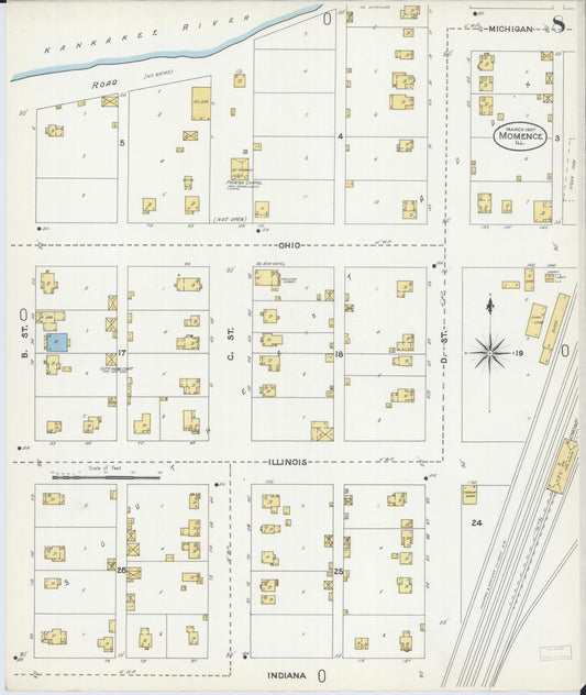 Sanborn Fire Insurance Map from Momence, Kankakee County, Illinois (1907), Sheet #0008 - Historic Sanborn Fire Insurance Map Print, vintage old map wall art, antique decor, genealogy gift, Illinois Illinois map