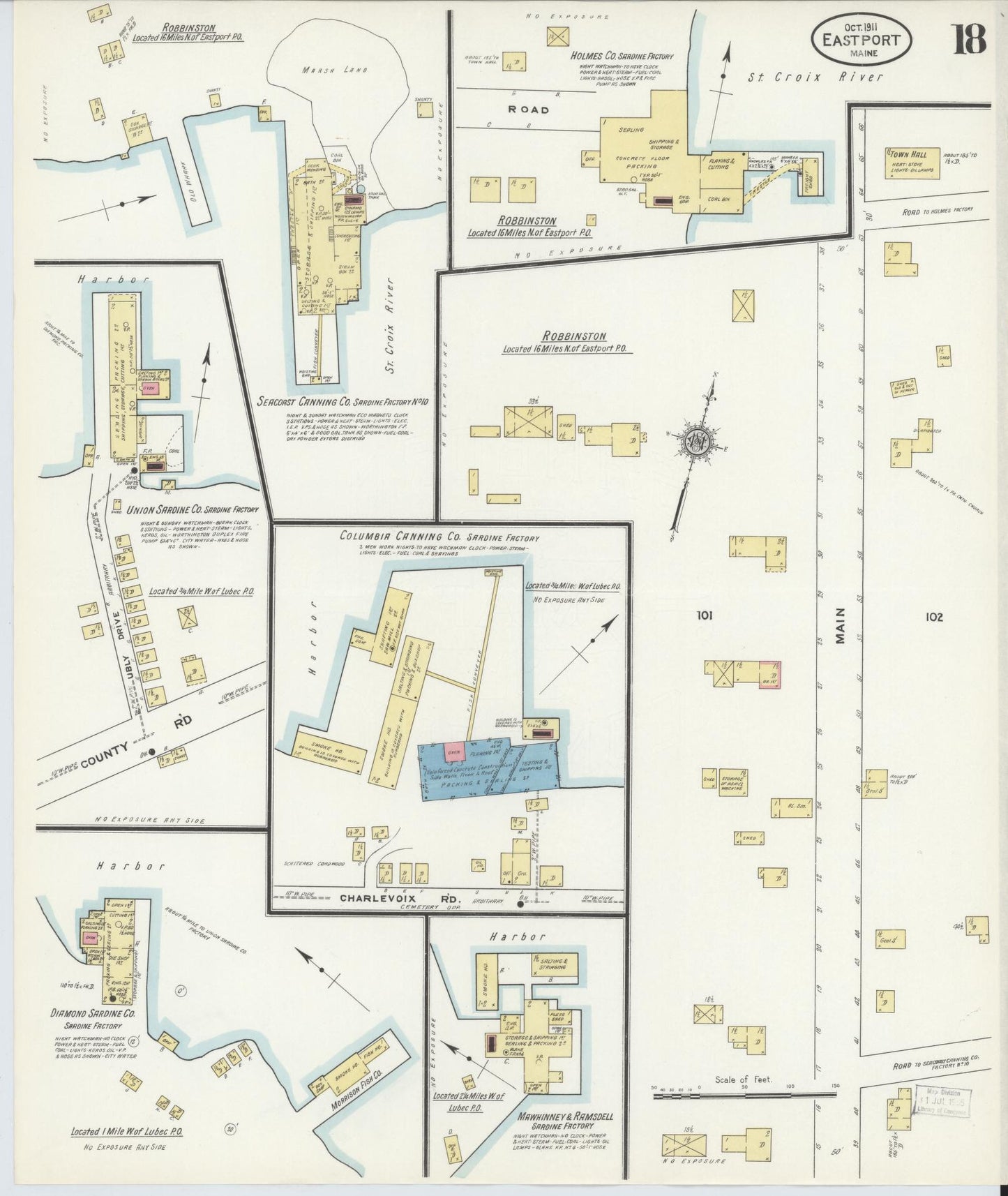 Sanborn Fire Insurance Map from Eastport, Washington County, Maine (1911), Sheet #0018 - Complete Map Set gallery image, historic Sanborn map, vintage wall art, Maine Maine