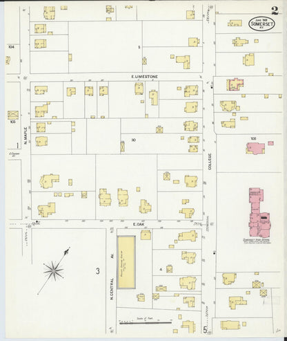 Sanborn Fire Insurance Map from Somerset, Pulaski County, Kentucky (1908), Sheet #0002 - Complete Map Set gallery image, historic Sanborn map, vintage wall art, Kentucky Kentucky