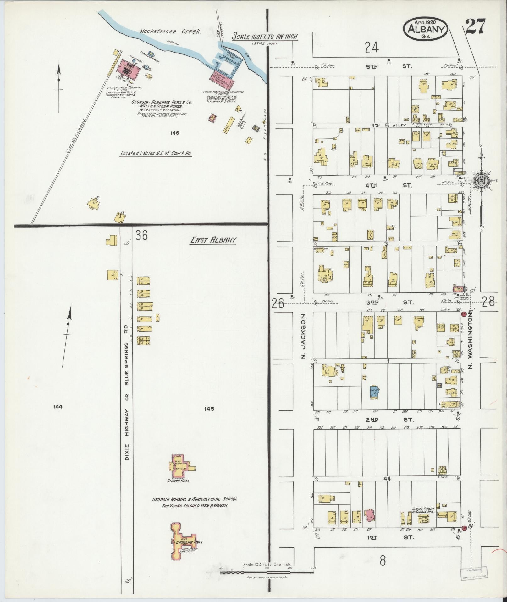 Sanborn Fire Insurance Map from Albany, Dougherty County, Georgia (1920), Sheet #0027 - Complete Map Set gallery image, historic Sanborn map, vintage wall art, Georgia Georgia