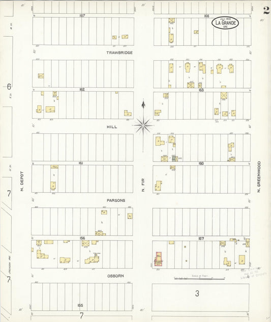 Sanborn Fire Insurance Map from La Grande, Union County, Oregon (1903), Sheet #0002 - Historic Sanborn Fire Insurance Map Print, vintage old map wall art, antique decor, genealogy gift, Oregon Oregon map