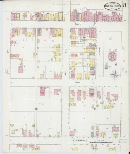 Sanborn Fire Insurance Map from Carrollton, Carroll County, Kentucky (1893), Sheet #0003 - Complete Map Set gallery image, historic Sanborn map, vintage wall art, Kentucky Kentucky