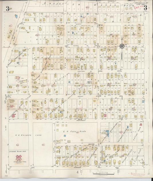 Sanborn Fire Insurance Map from Noblesville, Hamilton County, Indiana (1947), Sheet #0003 - Historic Sanborn Fire Insurance Map Print, vintage old map wall art, antique decor, genealogy gift, Indiana Indiana map