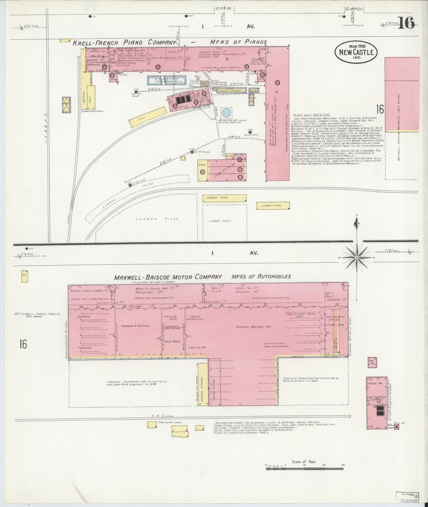 Sanborn Fire Insurance Map from New Castle, Henry County, Indiana (1908), Sheet #0016 - Complete Map Set gallery image, historic Sanborn map, vintage wall art, Indiana Indiana