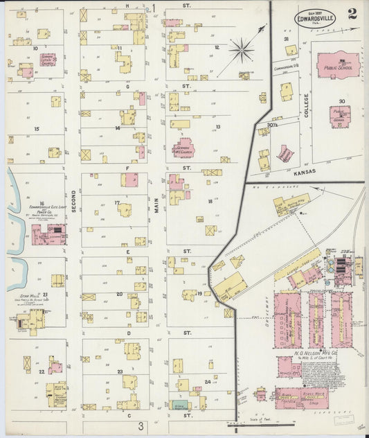 Sanborn Fire Insurance Map from Edwardsville, Madison County, Illinois (1897), Sheet #0002 - Historic Sanborn Fire Insurance Map Print, vintage old map wall art, antique decor, genealogy gift, Illinois Illinois map